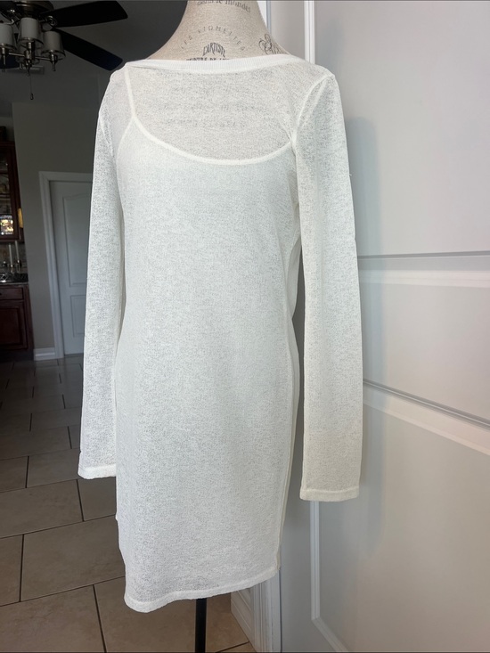 Yummie Tummie Dresses & Skirts - EUC Yummy Tummie cream semi sheer lightweight boat neck dress w/shapewear Med